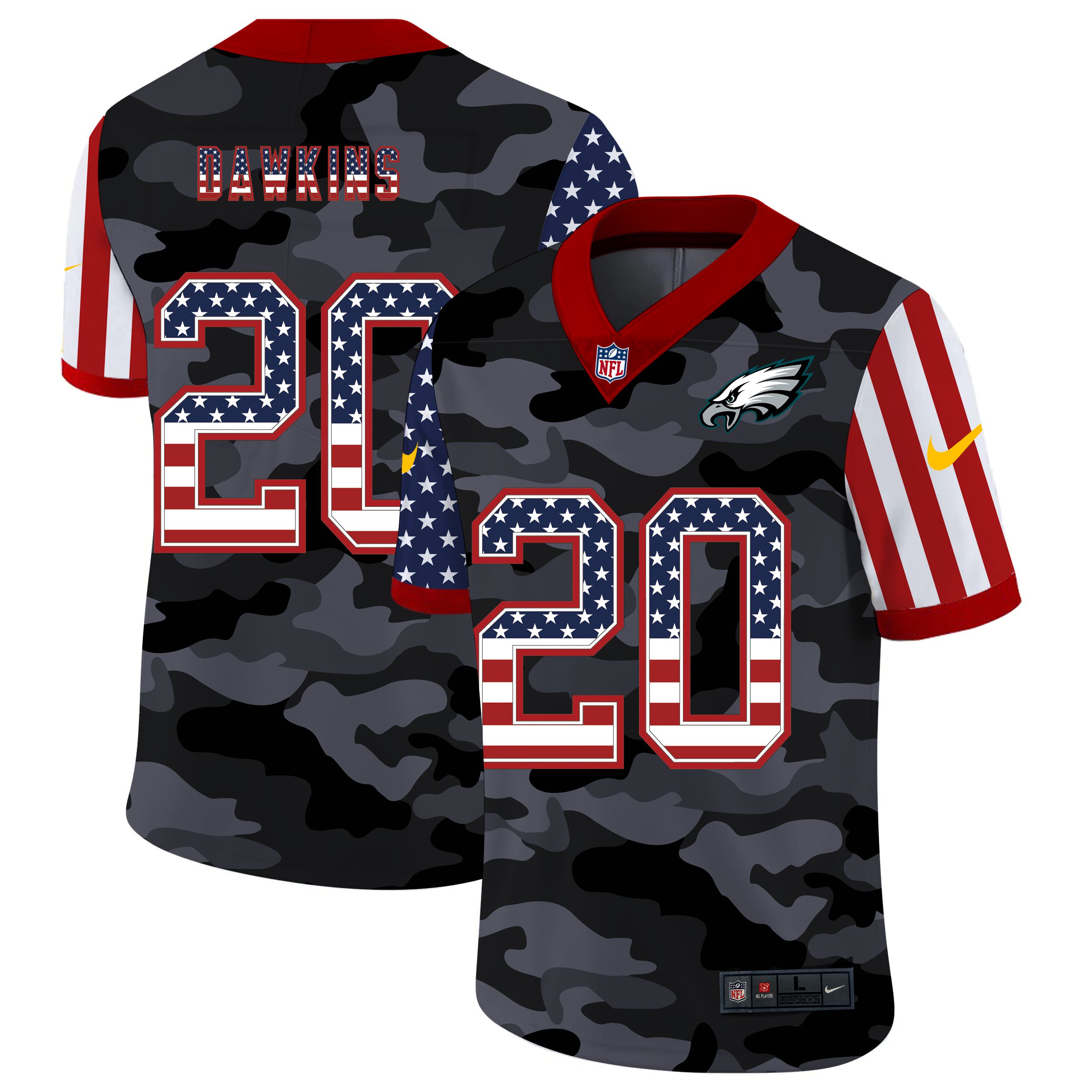 Men Philadelphia Eagles #20 Dawklns 2020 Nike USA Camo Salute to Service Limited NFL Jerseys->philadelphia eagles->NFL Jersey